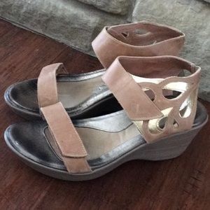 NAOT Sandals Lite Brown Gold Leather